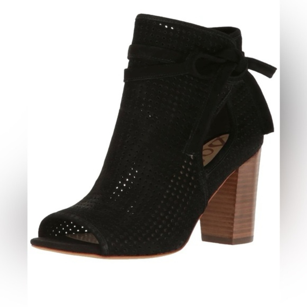 Sam Edelman ‘Ellery’ Styled Women’s Black Peep-Toe Ankle Heeled Booties Size 6